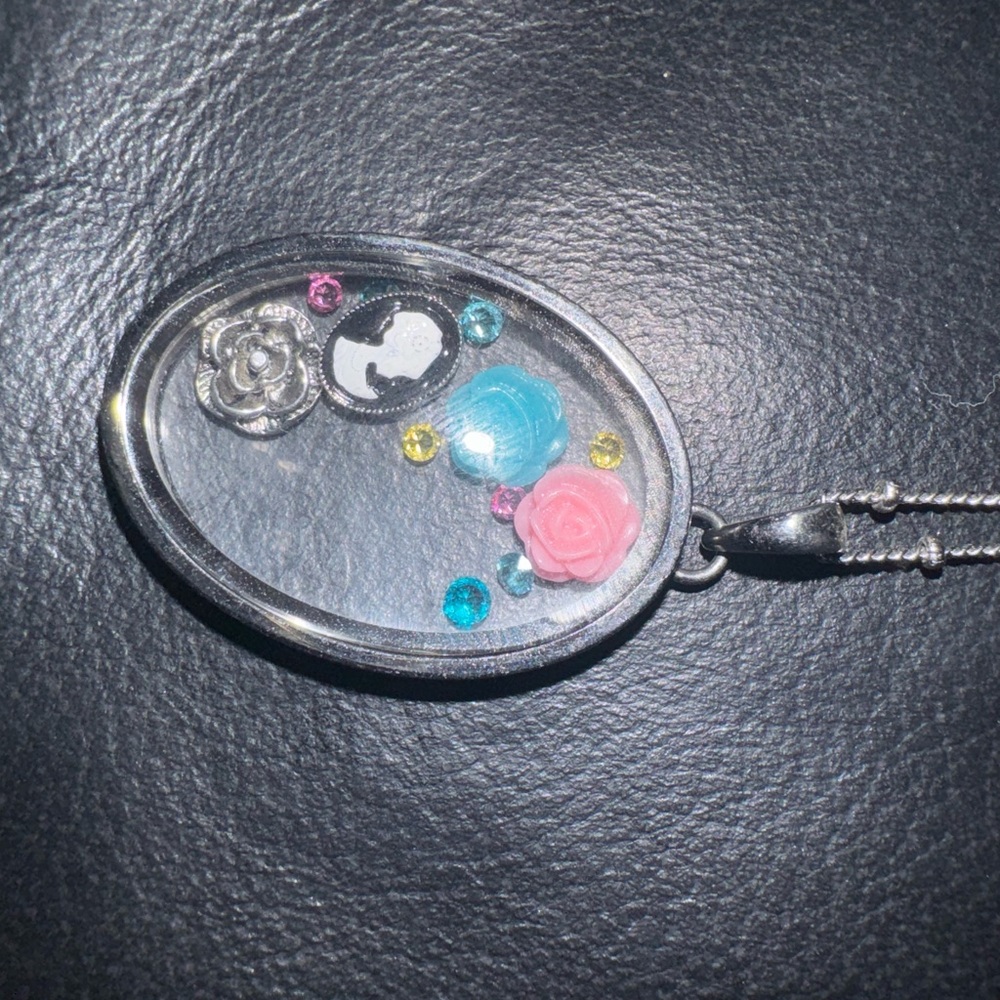 Origami Owl Silver and Pink Locket Necklace